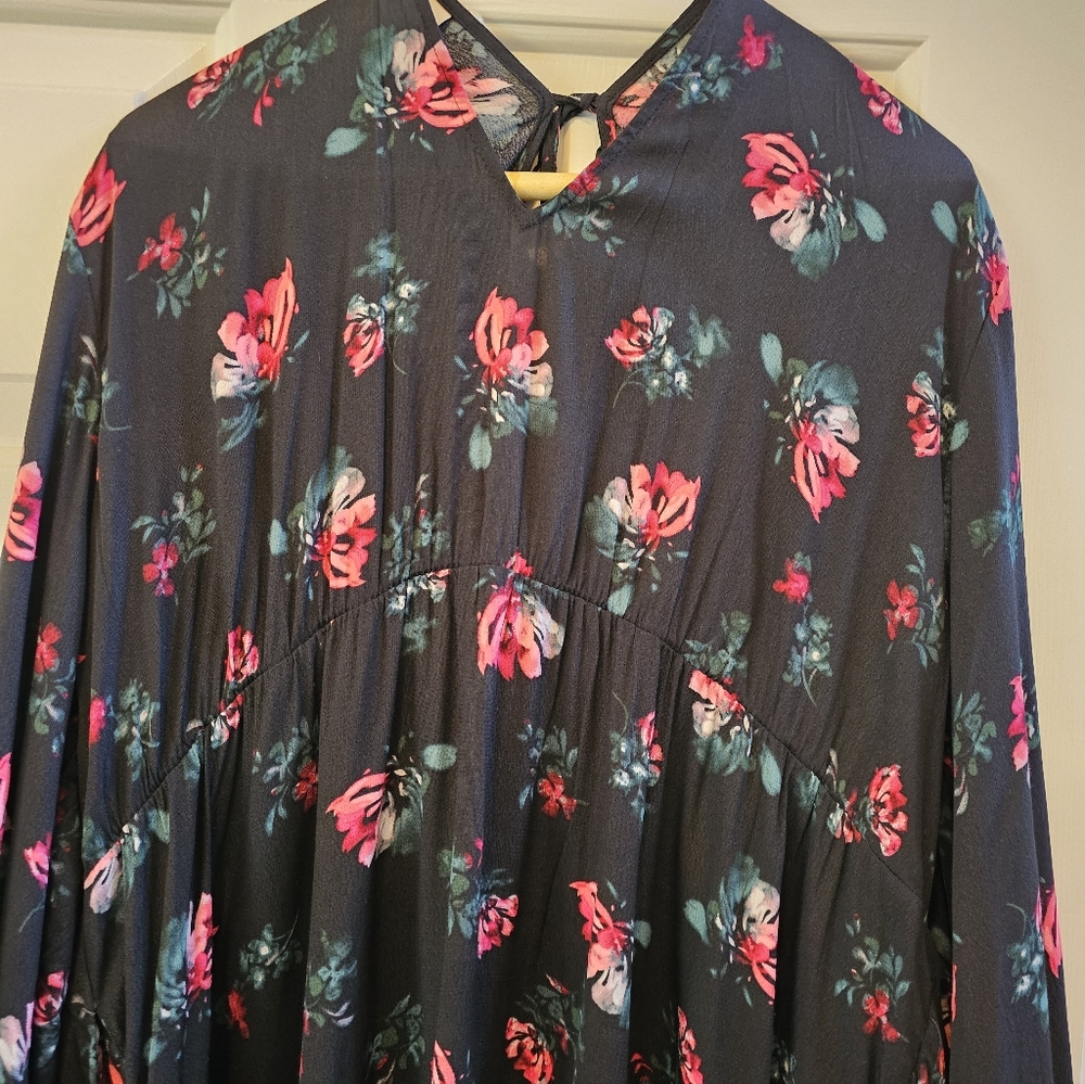 Pink/Red Floral Long Sleeved Babydoll Dress -Brand New! - Picture 5 of 15